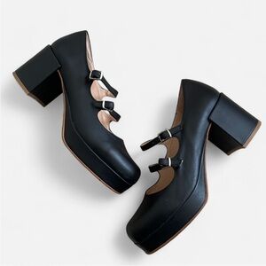 Intentionally Blank Over Time Platform Mary Jane Heels in Black 40 Anthropologie